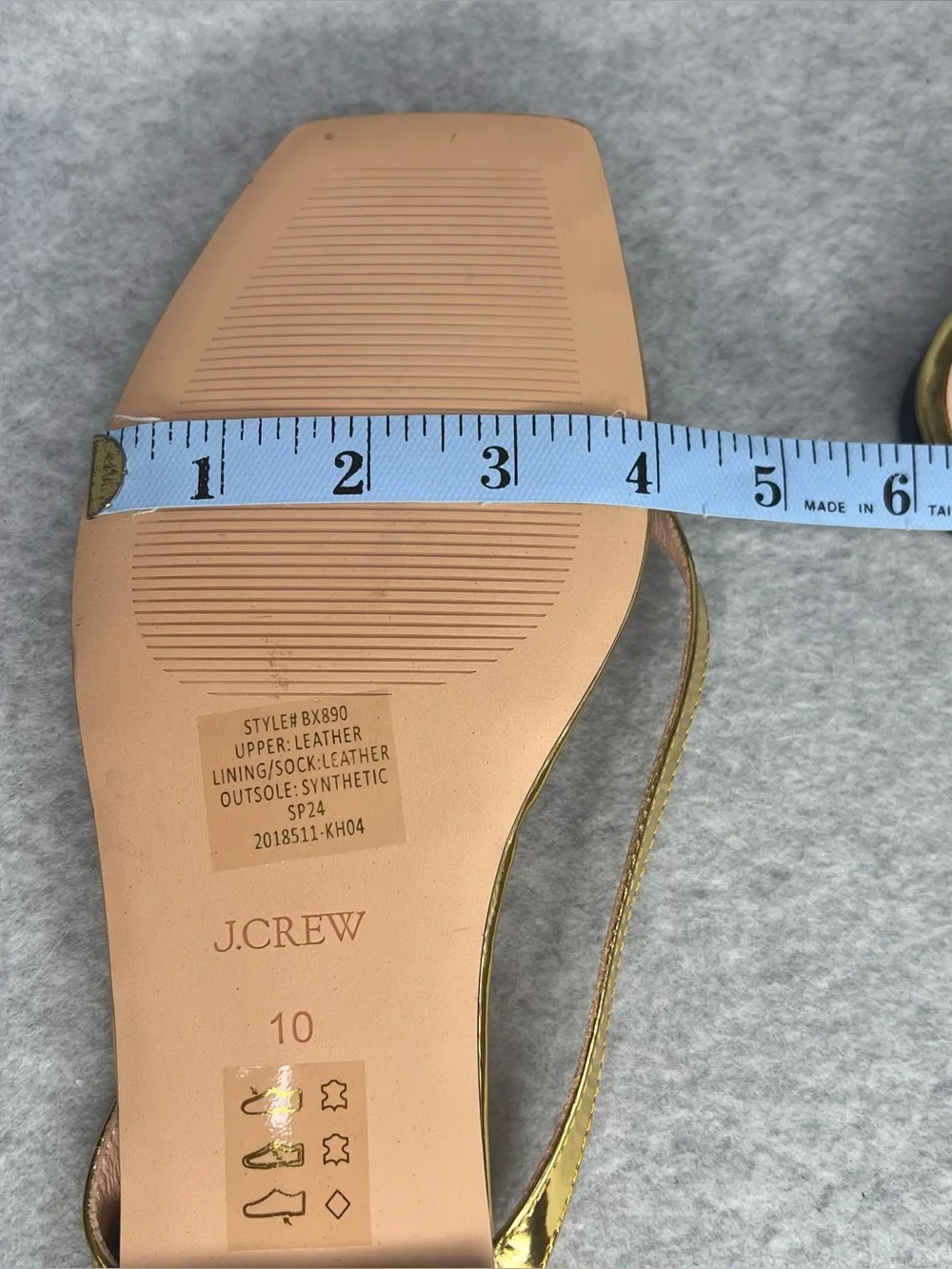J.Crew Capri Thong Sandals Square Toe Metallic Gold Leather Size 10 NEW